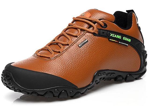 Women Hiking Boots Outdoor Sneakers Male Genuine Leather Climbing Camping-XIANGGUAN Global Store-Orange-4-Bargain Bait Box