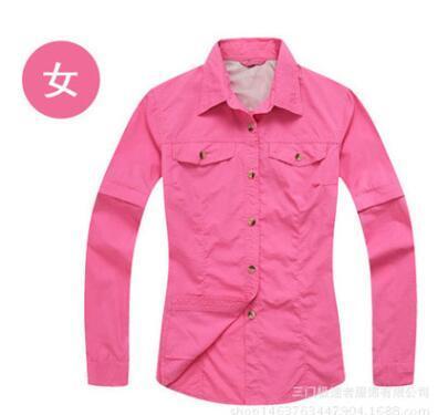 Women Sports Quick Dry Shirt Removable Short Long Sleeve T-Shirt For Camping-Shirts-Bargain Bait Box-hot pink-S-Bargain Bait Box