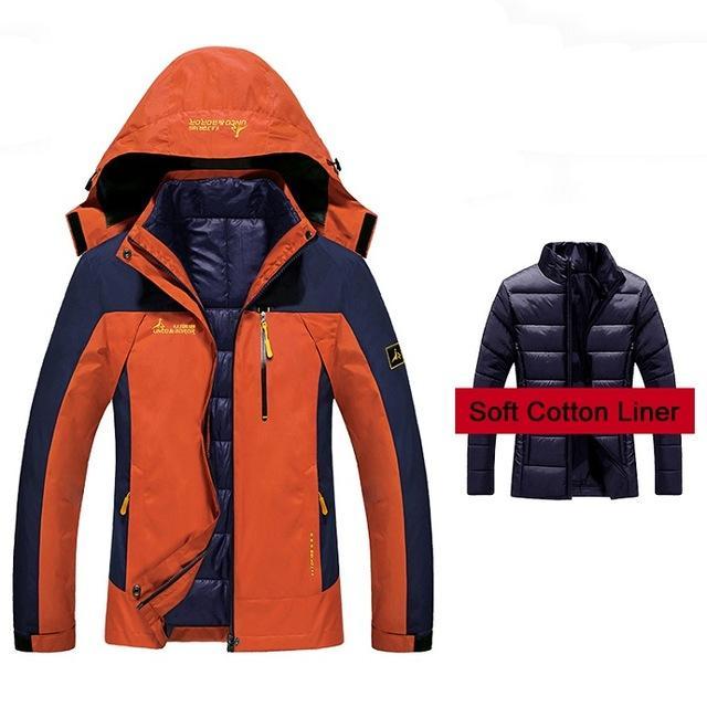 Women&#39;S Winter 2 Pieces Inside Cotton-Paded Jackets Outdoor Sport Waterproof-Befusy Store-Orange-M-Bargain Bait Box