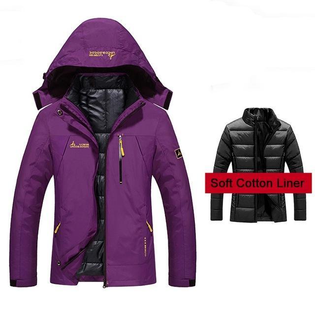 Women&#39;S Winter 2 Pieces Inside Cotton-Paded Jackets Outdoor Sport Waterproof-Befusy Store-Purple-M-Bargain Bait Box