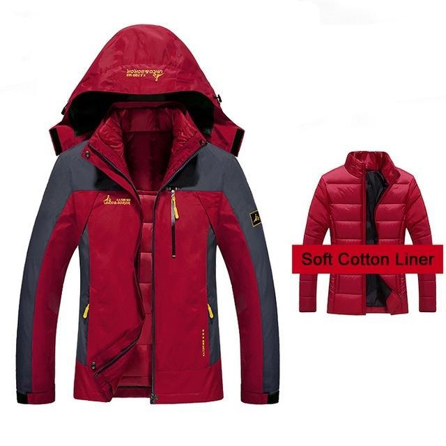 Women&#39;S Winter 2 Pieces Inside Cotton-Paded Jackets Outdoor Sport Waterproof-Befusy Store-Red-M-Bargain Bait Box