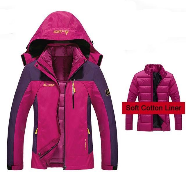 Women&#39;S Winter 2 Pieces Inside Cotton-Paded Jackets Outdoor Sport Waterproof-Befusy Store-Rose-M-Bargain Bait Box