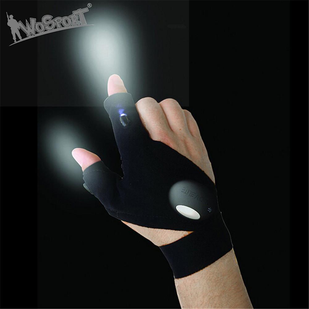 Wosport Fingerless Glove With Led Light Flashlight Torch Fishing Camping-Mlitary World Store-right hand-Bargain Bait Box