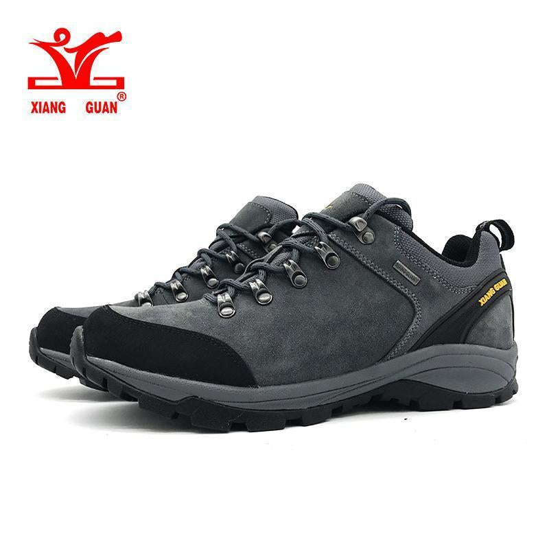 Xiang Guan Man Cattlehide Windproof Hiking Shoes Anti-Skid Breathable Men-XIANGGUAN Official Store-96567 Army green-6.5-Bargain Bait Box
