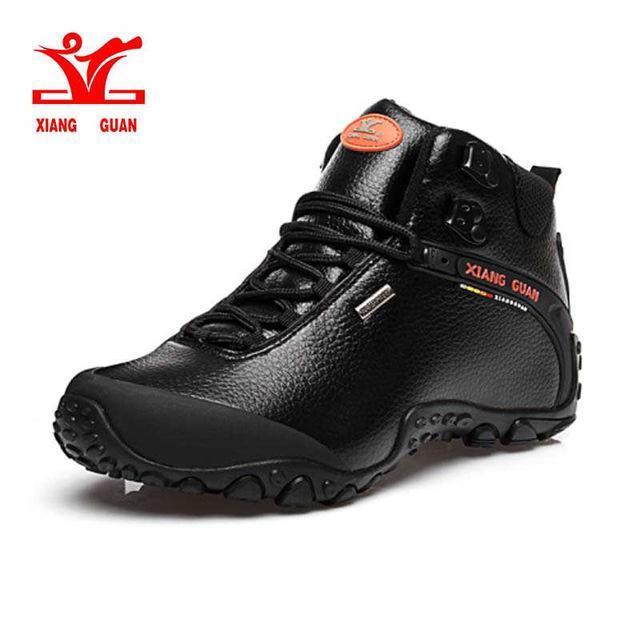 Xiang Guan Man Hiking Shoes Outdoor Sneaker Climbing High Leather-XIANGGUAN Official Store-81998 black-4-Bargain Bait Box