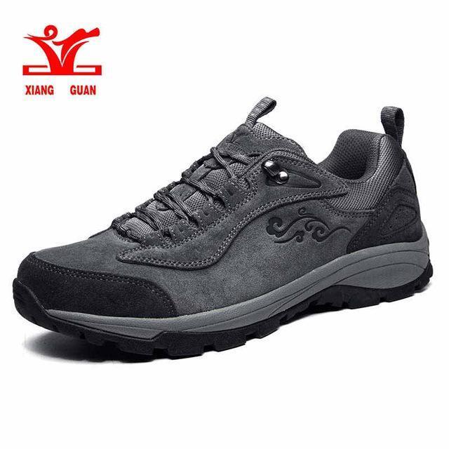 Xiang Guan Man Outdoor Sports Shoes Athletic Light Leather Waterproof-XIANGGUAN Official Store-92055 grey-6-Bargain Bait Box