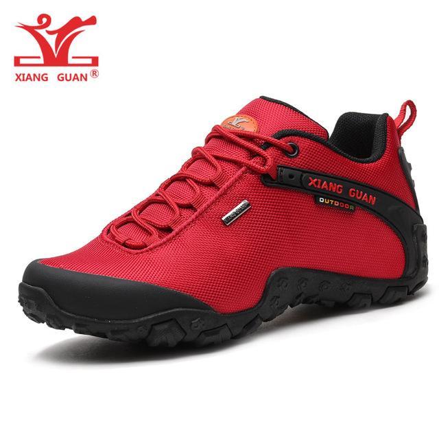 Xiang Guan Men Hiking Shoes Women Waterproof Trekking Boots Black Green-MR .GUO Store-Red-4-Bargain Bait Box