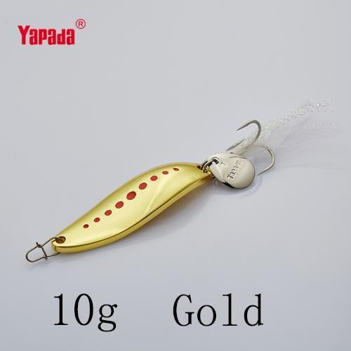 Yapada Spoon 012 Leech 10G/15G/20G Treble Hook +Feather+Sequins 55Mm/55Mm/58Mm-yapada Official Store-Gold 10g-Bargain Bait Box
