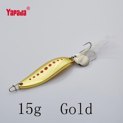 Yapada Spoon 012 Leech 10G/15G/20G Treble Hook +Feather+Sequins 55Mm/55Mm/58Mm-yapada Official Store-Gold 15g-Bargain Bait Box