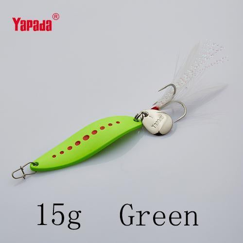 Yapada Spoon 012 Leech 10G/15G/20G Treble Hook +Feather+Sequins 55Mm/55Mm/58Mm-yapada Official Store-Green 15g-Bargain Bait Box