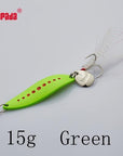 Yapada Spoon 012 Leech 10G/15G/20G Treble Hook +Feather+Sequins 55Mm/55Mm/58Mm-yapada Official Store-Green 15g-Bargain Bait Box