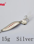 Yapada Spoon 012 Leech 10G/15G/20G Treble Hook +Feather+Sequins 55Mm/55Mm/58Mm-yapada Official Store-Silver 15g-Bargain Bait Box