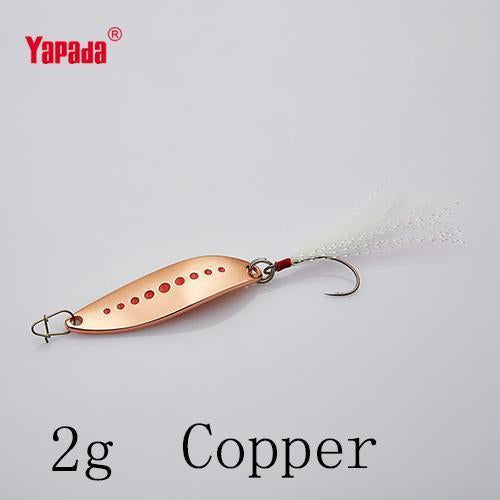 Yapada Spoon 012 Leech 2G-3G-5G Multicolor Single Hook+Feather 33Mm-38Mm-45Mm-yapada Official Store-2g Copper 6piece-Bargain Bait Box