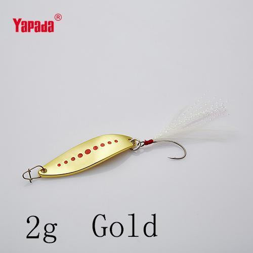 Yapada Spoon 012 Leech 2G-3G-5G Multicolor Single Hook+Feather 33Mm-38Mm-45Mm-yapada Official Store-2g Gold 6piece-Bargain Bait Box