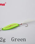 Yapada Spoon 012 Leech 2G-3G-5G Multicolor Single Hook+Feather 33Mm-38Mm-45Mm-yapada Official Store-2g Green 6piece-Bargain Bait Box