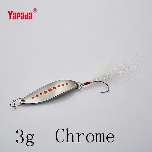Yapada Spoon 012 Leech 2G-3G-5G Multicolor Single Hook+Feather 33Mm-38Mm-45Mm-yapada Official Store-3g Chrome 6piece-Bargain Bait Box