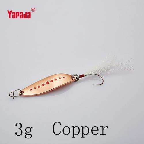 Yapada Spoon 012 Leech 2G-3G-5G Multicolor Single Hook+Feather 33Mm-38Mm-45Mm-yapada Official Store-3g Copper 6piece-Bargain Bait Box