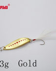 Yapada Spoon 012 Leech 2G-3G-5G Multicolor Single Hook+Feather 33Mm-38Mm-45Mm-yapada Official Store-3g Gold 6piece-Bargain Bait Box
