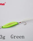 Yapada Spoon 012 Leech 2G-3G-5G Multicolor Single Hook+Feather 33Mm-38Mm-45Mm-yapada Official Store-3g Green 6piece-Bargain Bait Box
