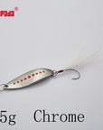 Yapada Spoon 012 Leech 2G-3G-5G Multicolor Single Hook+Feather 33Mm-38Mm-45Mm-yapada Official Store-5g Chrome 6piece-Bargain Bait Box