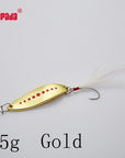 Yapada Spoon 012 Leech 2G-3G-5G Multicolor Single Hook+Feather 33Mm-38Mm-45Mm-yapada Official Store-5g Gold 6piece-Bargain Bait Box