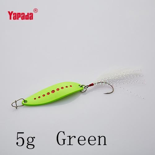 Yapada Spoon 012 Leech 2G-3G-5G Multicolor Single Hook+Feather 33Mm-38Mm-45Mm-yapada Official Store-5g Green 6piece-Bargain Bait Box