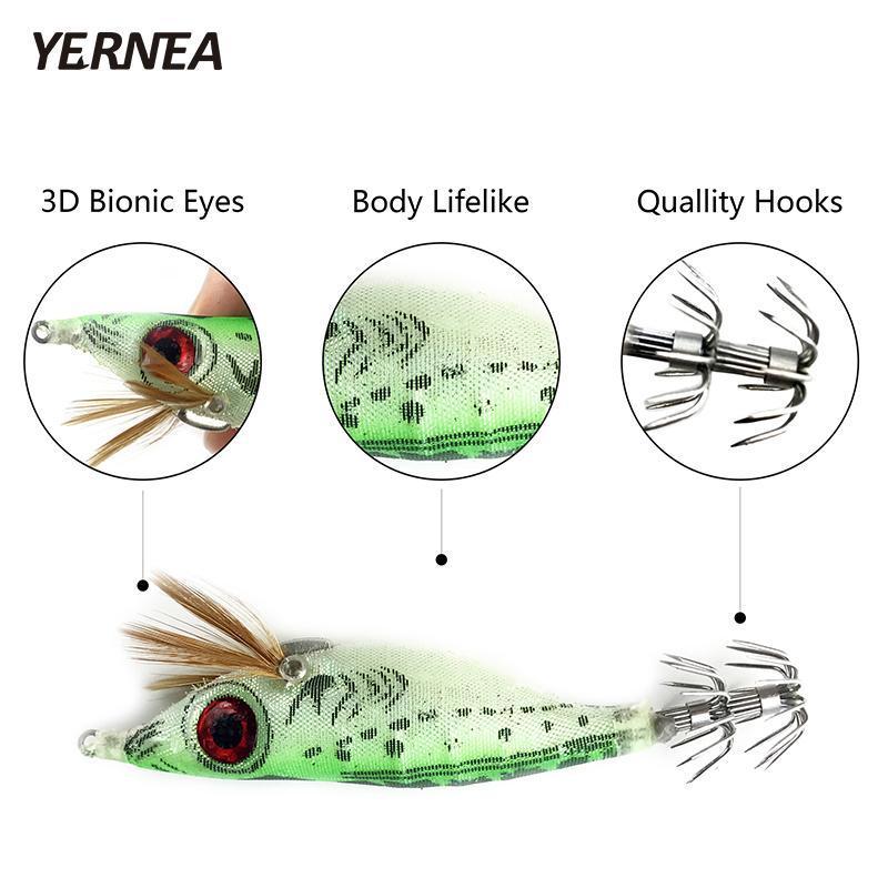 Yernea 1Pcs 10Cm 12.2G 3D Big Eye Shrimp Squid Jig Cuttlefish Fishing Jig Lure-Yernea Fishing Tackle Co., Store-A-Bargain Bait Box