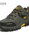 Yitu Plus Size 39~47 Men Outdoor Hiking Shoes Winter Brand Anti-Skid Mountain-ZIMNIE Sneakers Store-Army Green Yellow-6.5-Bargain Bait Box