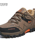 Yitu Plus Size 39~47 Men Outdoor Hiking Shoes Winter Brand Anti-Skid Mountain-ZIMNIE Sneakers Store-Brown Orange-6.5-Bargain Bait Box