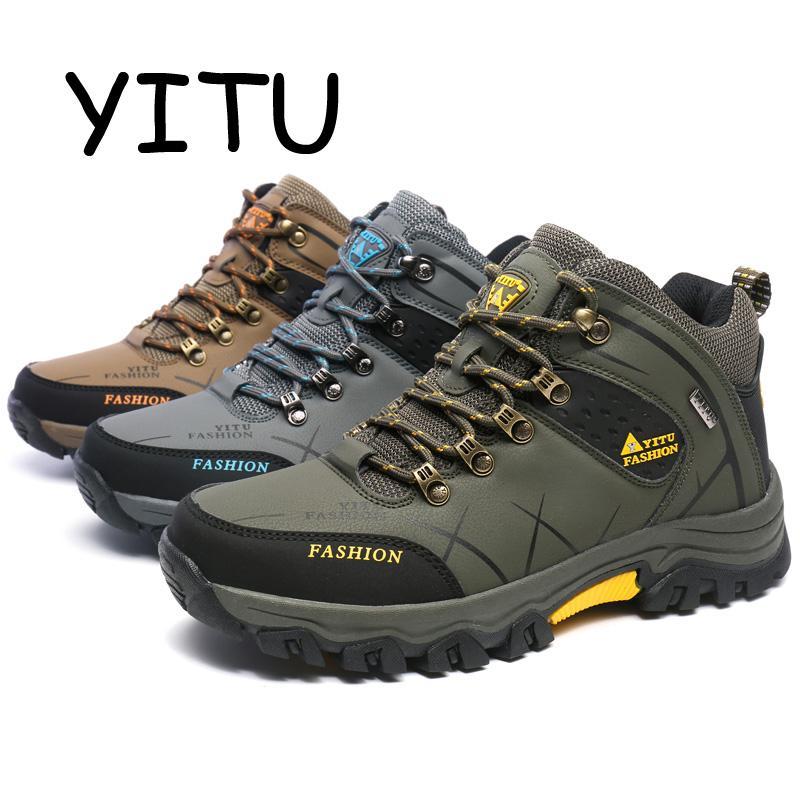 Yitu Rubber Hunting Boots Waterproof Men&#39;S Winter Sneakers Trekking Hiking Shoes-YITU Outdoors Store-Khaki-6.5-Bargain Bait Box