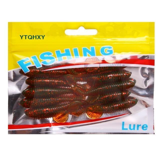 Ytqhxy 10Pcs/Lot Paddle Tail Soft Lure 75Mm 2.8G T Tail Fishy Smell Worms Lure-YTQHXY Fishing (china) Store-B-Bargain Bait Box