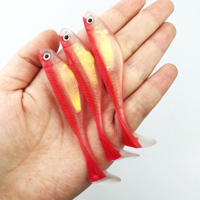 Ytqhxy 5Pcs/Lot Fish Type Soft Fishing Lure 80Mm 5G 3D Eyes Wobblers Soft Jig-YTQHXY Fishing (china) Store-Red-Bargain Bait Box