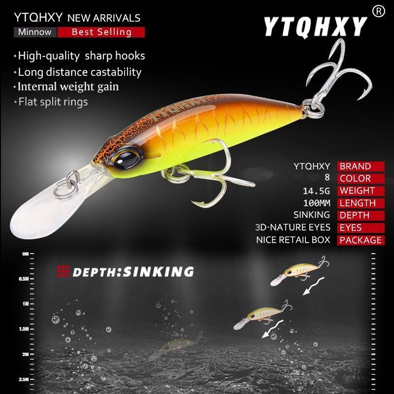 Ytqhxy Minnow Fishing Lure 100Mm 14.5G Slowly Sinking Crankbait Artificial-YTQHXY Fishing (china) Store-A-Bargain Bait Box