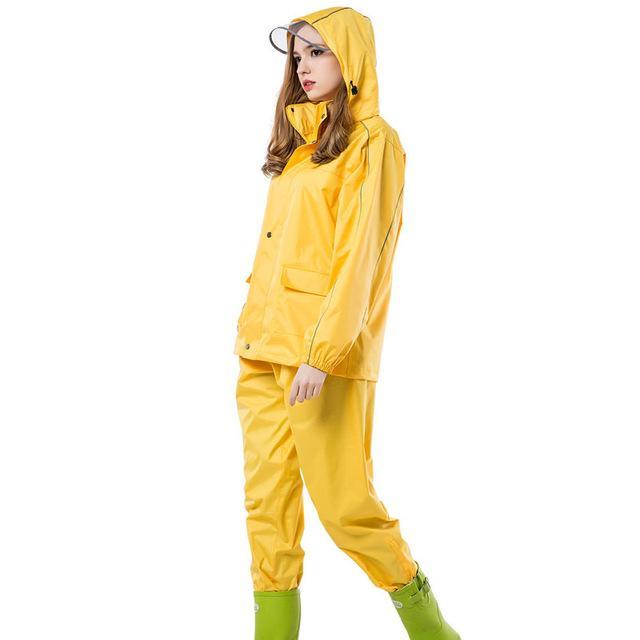 Yuding Fishing Suit Raincoat Polyester Rain Coat Men Women Rain Cover Navy, Yellow / S