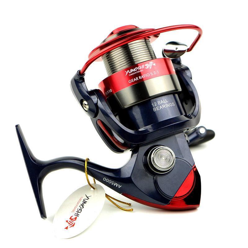 Yumoshi 12Bb 5.5:1 Spinning Fishing Reel Gear Wheel Pesca Fishing Tackle Spool-Spinning Reels-BlueSardine Lure Fishing-2000 Series-Bargain Bait Box